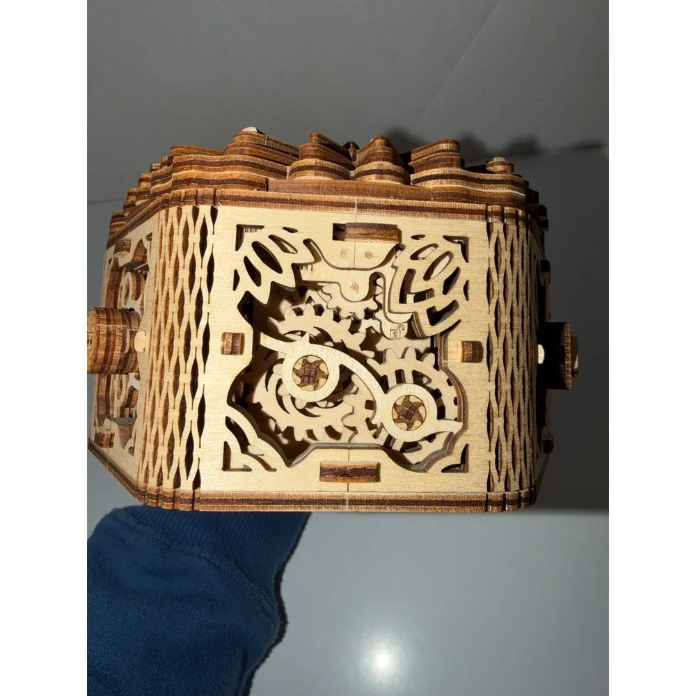 Wood Trick Mystery Flower Mechanical Wooden Music Box 3D Puzzle Jewelry Box